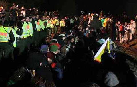 Castorblockade in Karlsruhe am 15.02.2011